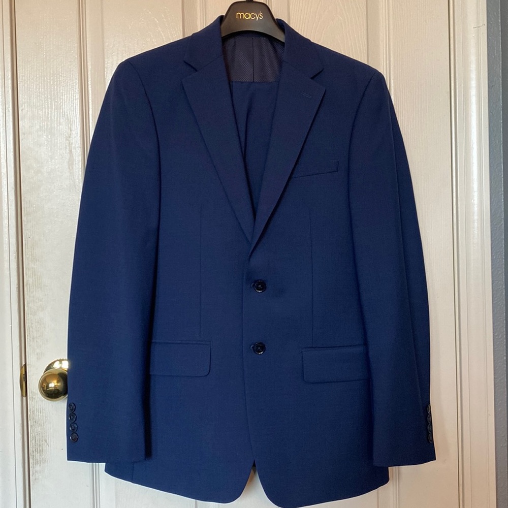 Calvin Klein Macy’s Mens Navy Blue Suit Blazer and Pants Set